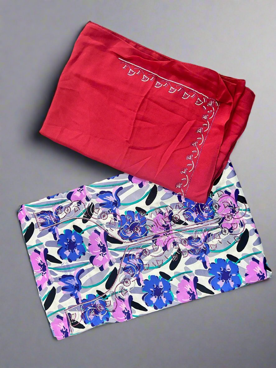 Floral Pink Blue Mukhawar